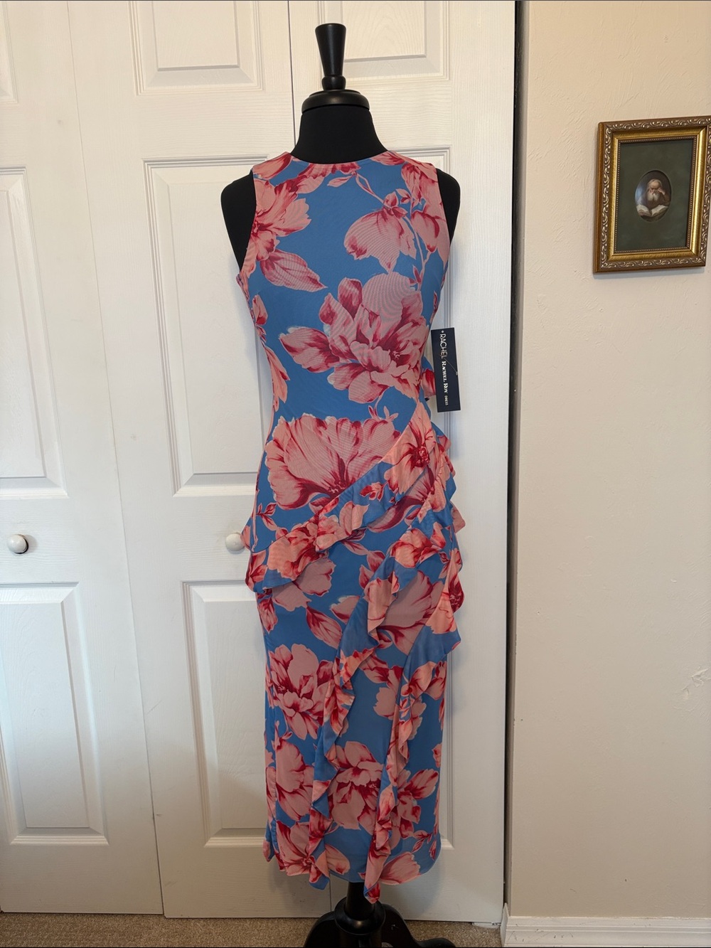 NWT RACHEL Rachel Roy Floral Mesh Ruffle Maxi Dress | Small.